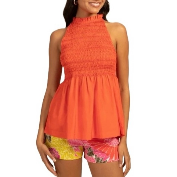 Trina Turk Women's El Rancho Top Size XS Torch Orange Sleeveless NWT $268 - Picture 1 of 14